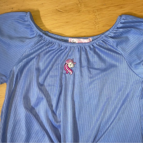NWT Girls Size 6X Outfit - Unicorn appliqué Top & Ribbed Wide Leg Pants - Picture 2 of 2
